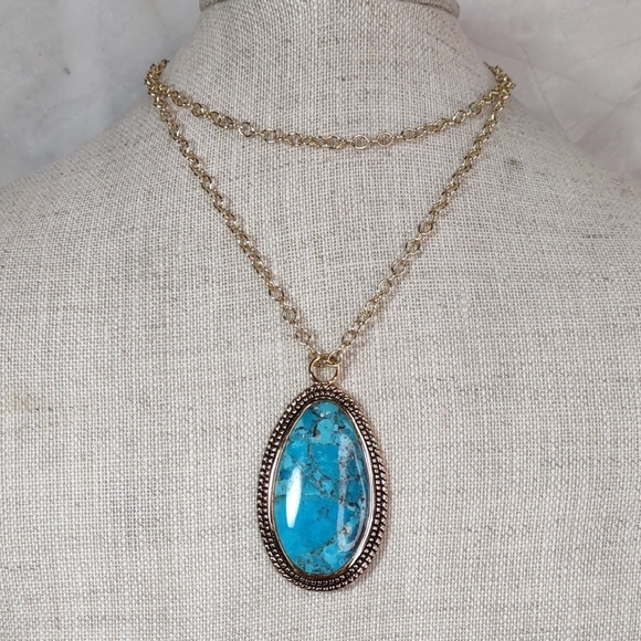 Barse Goldtone/Turquoise Necklace - Picture 1 of 7